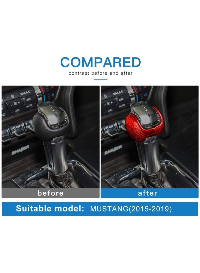 Generic Car Gear Shift Knob Cover Interior Accessories Sticker For Ford Mustang 2015-2022 Automatic Carbon Fiber Red - Image 5