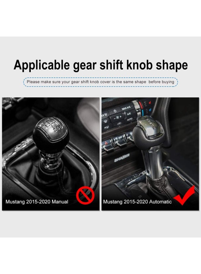 Generic Car Gear Shift Knob Cover Interior Accessories Sticker For Ford Mustang 2015-2022 Automatic Carbon Fiber Red - Image 2