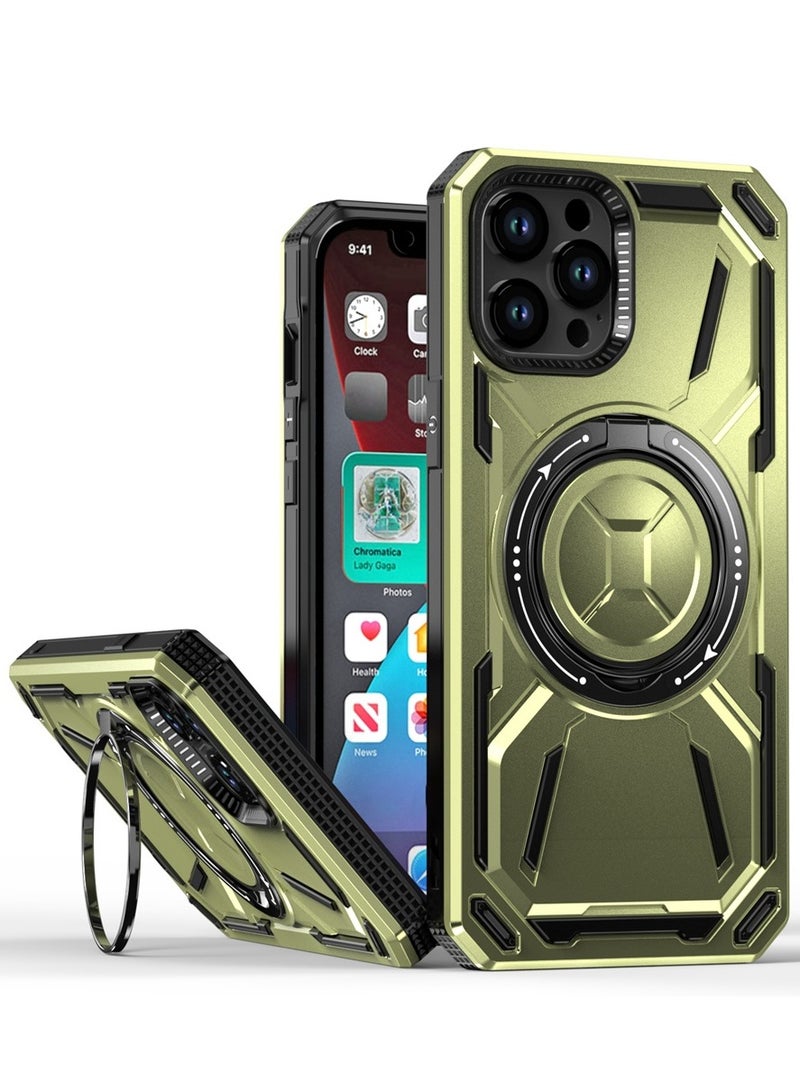 GOLDEN MASK GOLDEN MASK For iPhone 12 Pro Max Armored II Series Mag-Safe Magnetic Holder Phone Case (Green)