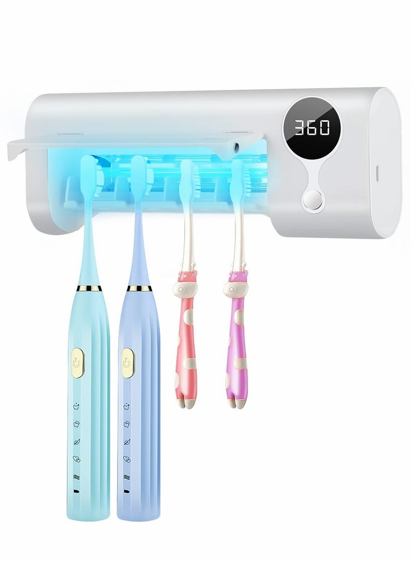 Excefore UV Toothbrush Sanitizer, Sanitizer Holder, Sterilization Timing Functions, 1500mAh Rechargeable Cordless Wall Mounted Sterilizer Holders for Bathrooms - Image 1