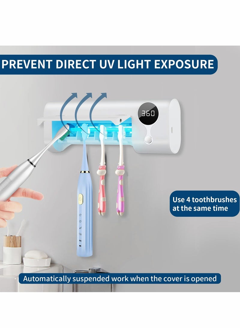 Excefore UV Toothbrush Sanitizer, Sanitizer Holder, Sterilization Timing Functions, 1500mAh Rechargeable Cordless Wall Mounted Sterilizer Holders for Bathrooms - Image 5