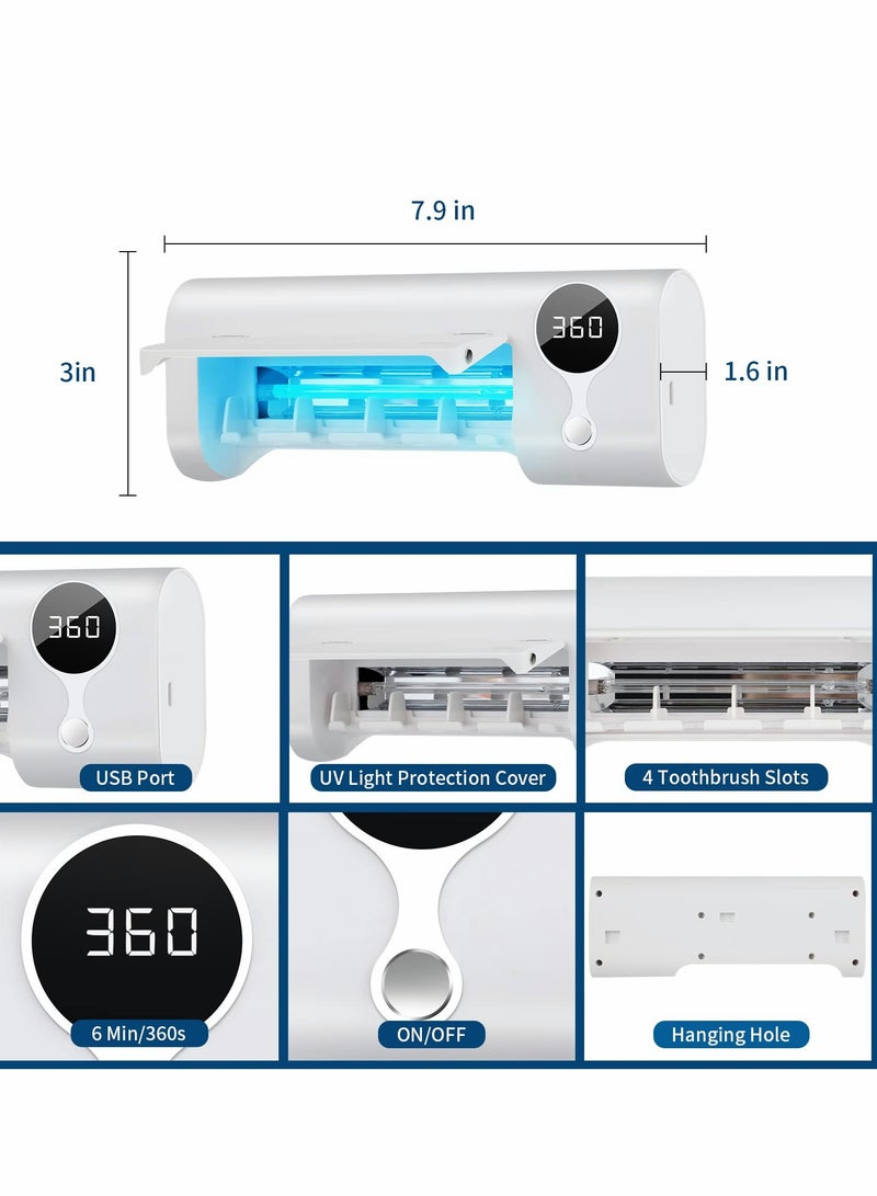 Excefore UV Toothbrush Sanitizer, Sanitizer Holder, Sterilization Timing Functions, 1500mAh Rechargeable Cordless Wall Mounted Sterilizer Holders for Bathrooms - Image 4