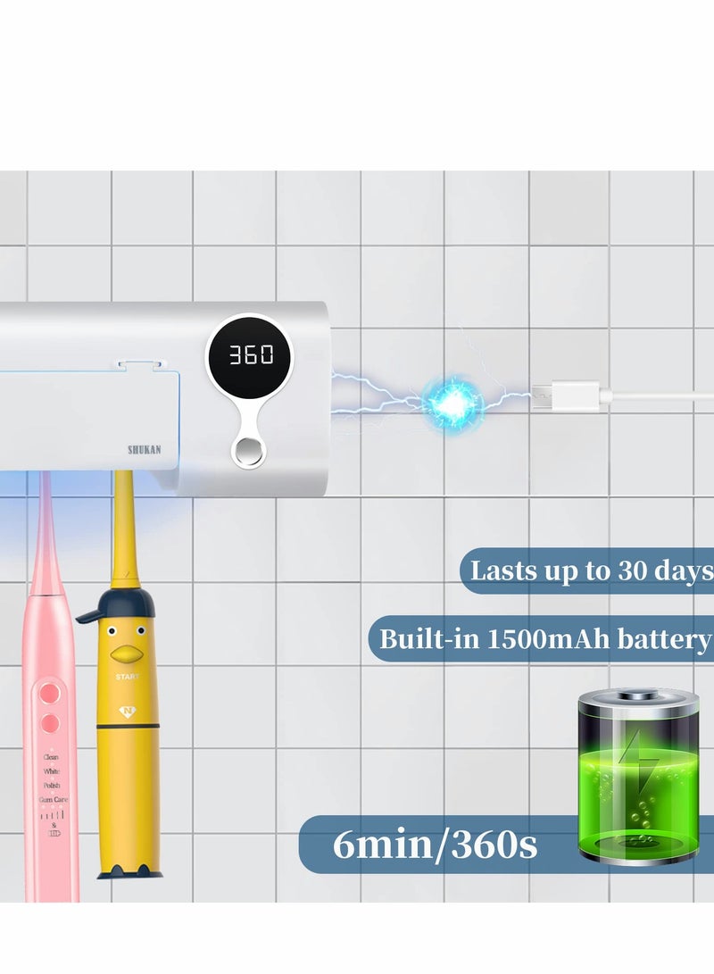 Excefore UV Toothbrush Sanitizer, Sanitizer Holder, Sterilization Timing Functions, 1500mAh Rechargeable Cordless Wall Mounted Sterilizer Holders for Bathrooms - Image 2