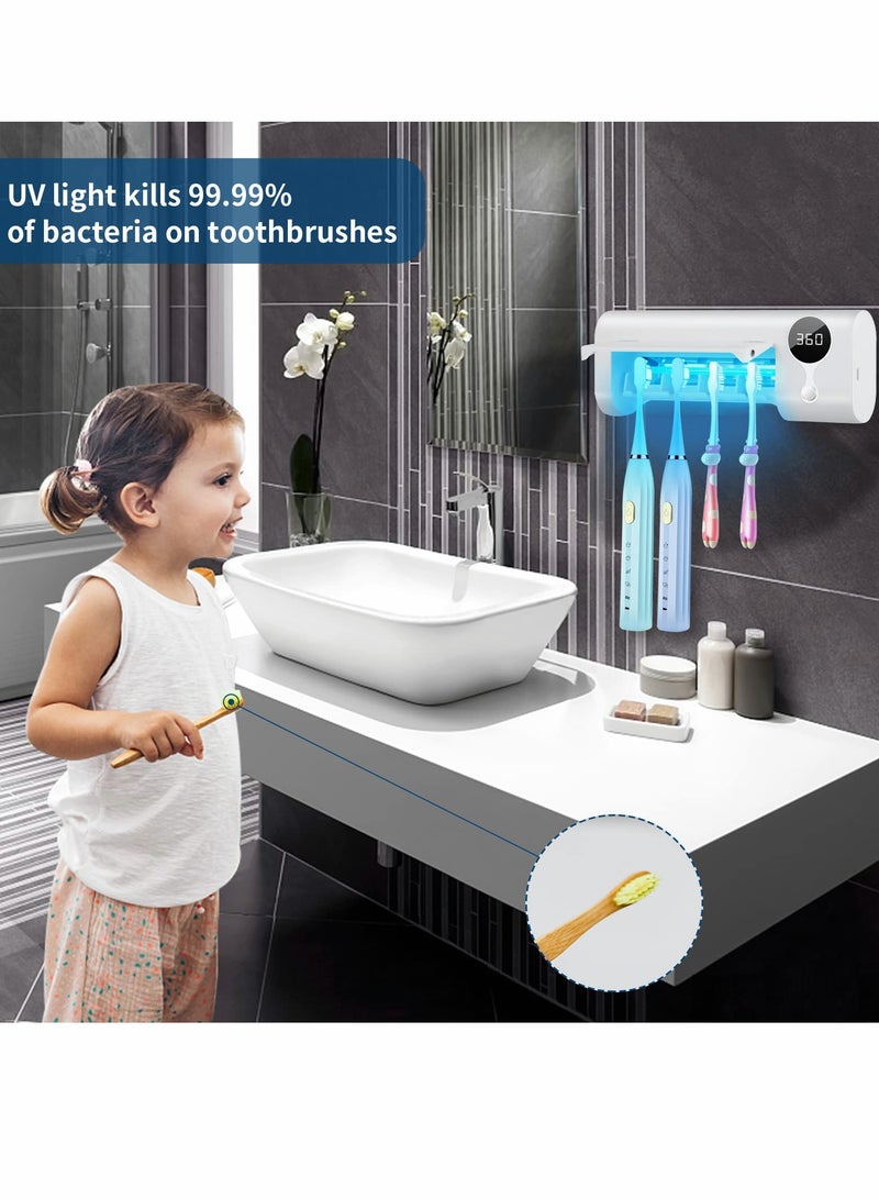 Excefore UV Toothbrush Sanitizer, Sanitizer Holder, Sterilization Timing Functions, 1500mAh Rechargeable Cordless Wall Mounted Sterilizer Holders for Bathrooms - Image 3