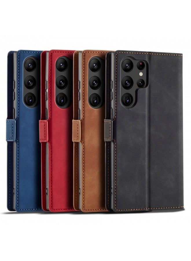 For Samsung A55 Mobile Phone Case A82 5G Wallet Skin Feeling A02S(164)/M02S Flip Leather Case A53 5G-Color:Red-Exterior Dimension:A55  - Image 2