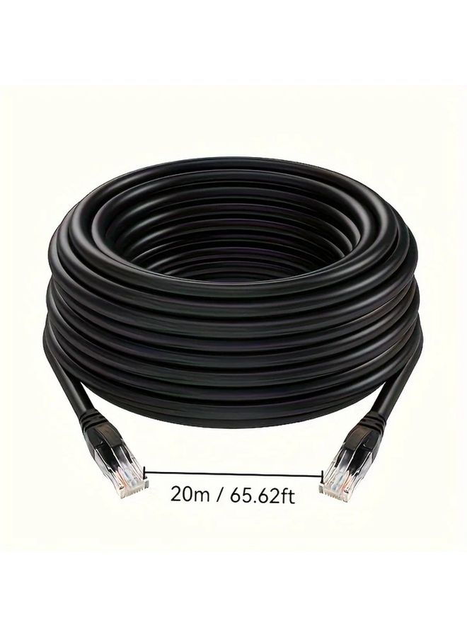 Cat6 Ethernet Cable 787.4 Inch High Speed RJ45 Lan Patch Cord With Clamp For Router Modem PS4 PS5 Xbox PC TV Box Printer Durable Solid State Design Black - Image 3