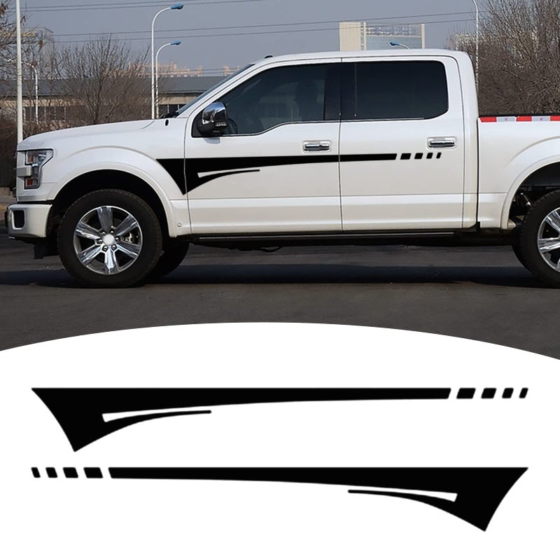 Bilisin Car Body Side Door Stickers Vinyl Sports Racing Stripe Graphic Decals Decoration BI004 for All Cars SUV Truck OffRoad Vehicles Universal Stickers Accessories Black