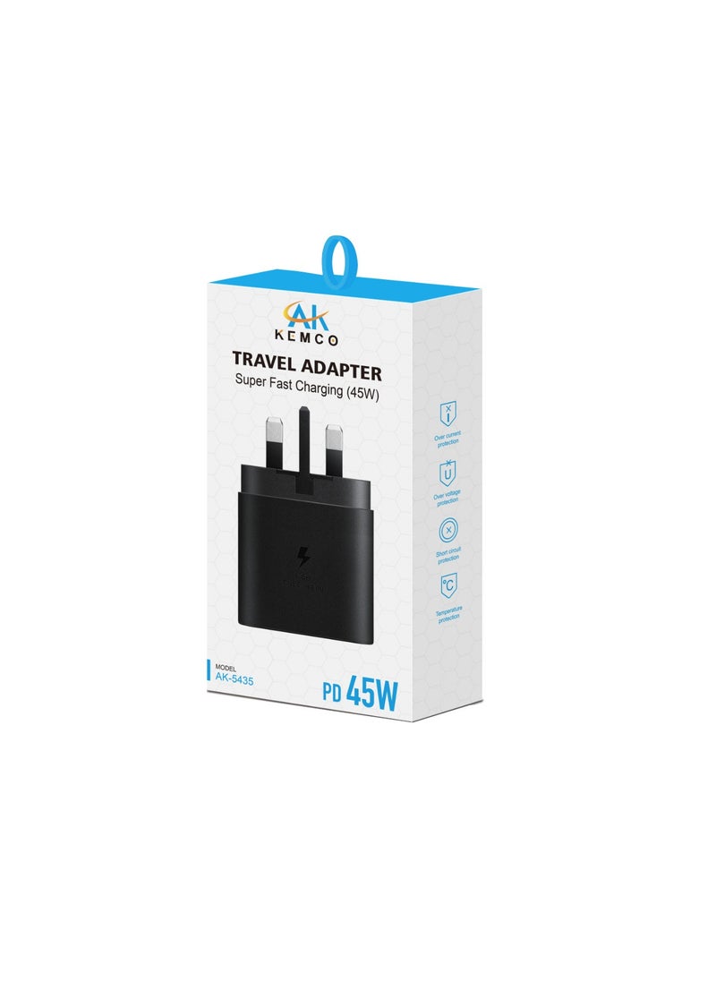 AK KEMCO Type C 45W Super Fast travel adaptor  45W PD Wall Charger Fast Charging for Samsung Galaxy S21 S21+ S21 Ultra S20 Z Flip Note20 20 Ultra Note10 10+ S9 S8 S10e  iPad Pro  - Image 2