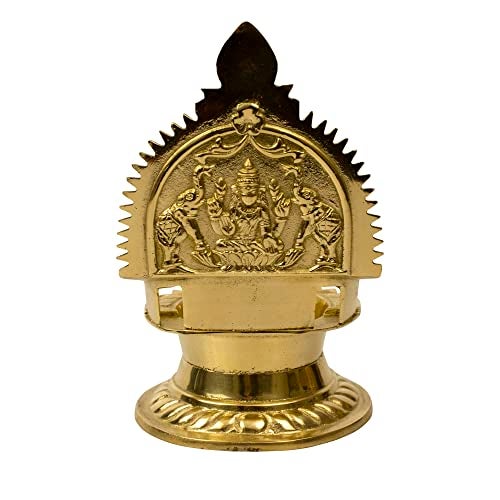 Putrika Traditional Brass Kamachi Diya for Puja| Kamatchi Devi Maa|Lamp with Goddess Idol Backrest for Pooja Room,Temple, Diwali, Navaratri&Home Décor|Hindu Kamatchi Amman Vilakku-Big [Weight: 360g] - Image 5
