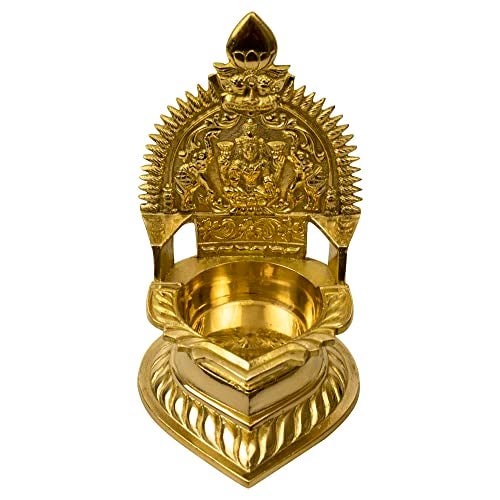 Putrika Traditional Brass Kamachi Diya for Puja| Kamatchi Devi Maa|Lamp with Goddess Idol Backrest for Pooja Room,Temple, Diwali, Navaratri&Home Décor|Hindu Kamatchi Amman Vilakku-Big [Weight: 360g] - Image 1