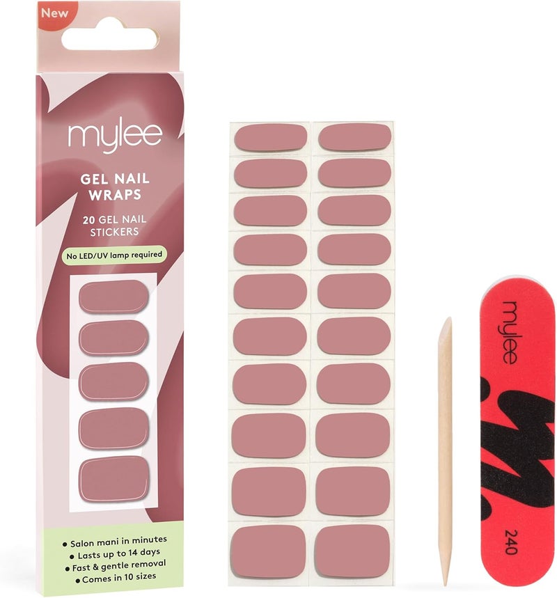 Mylee Gel Nail Wraps 10 PreCured Gel Stickers for Instant Mani No Lamp Needed ChipResistant Glossy Finish Lasts Up to 14 Days Easy to Apply Vegan CrueltyFree 0004 Tainted Love