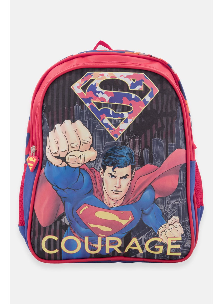 Simba Kids Boy Superman Printed Backpack 37 H x 30 L x 13 W Cm, Blue/ Red Combo  - Image 1