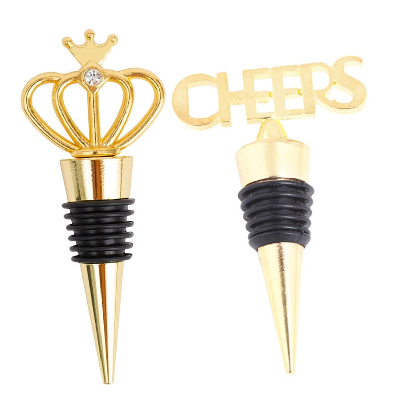 2 Pack Crown Design Alloy Wine Stoppers Decorative Bottle Plugs For Birthday Party - Image 2
