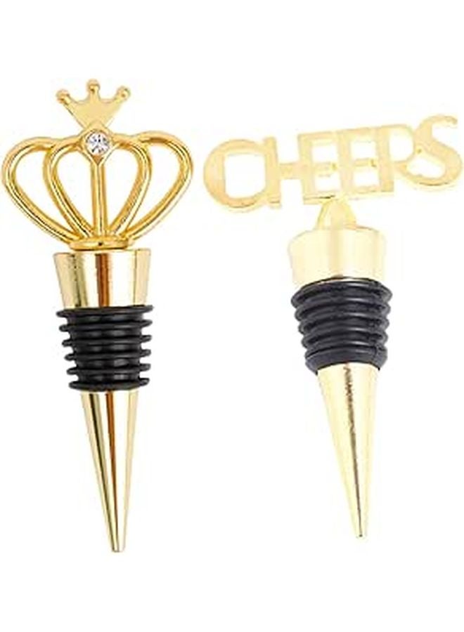 2 Pack Crown Design Alloy Wine Stoppers Decorative Bottle Plugs For Birthday Party - Image 1