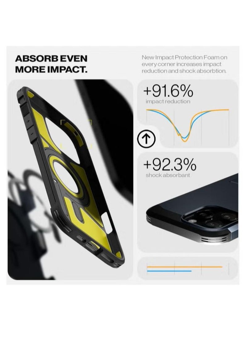 سبايجن غطاء حماية Tough Armor MagFit AI لهاتف iPhone 16 Pro Max مع حامل (2024) - رمادي معدني - Image 5