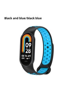 Suitable For Mi Bracelet 8 Strap Smart Watch Replacement Wrist Strap Silicone Sports Breathable Mi Bracelet 8 Nike-Color:Black And Blue