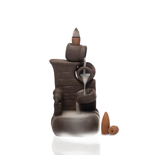 Hem Ceramic Back Flow Burner Set-Wall Fountain,Elegant Incense Holder for Meditation & Relaxation, Aromatic Experience with Backflow Design,Perfect for Home,and Yoga Spaces,Enhances Focus,Black - Image 1