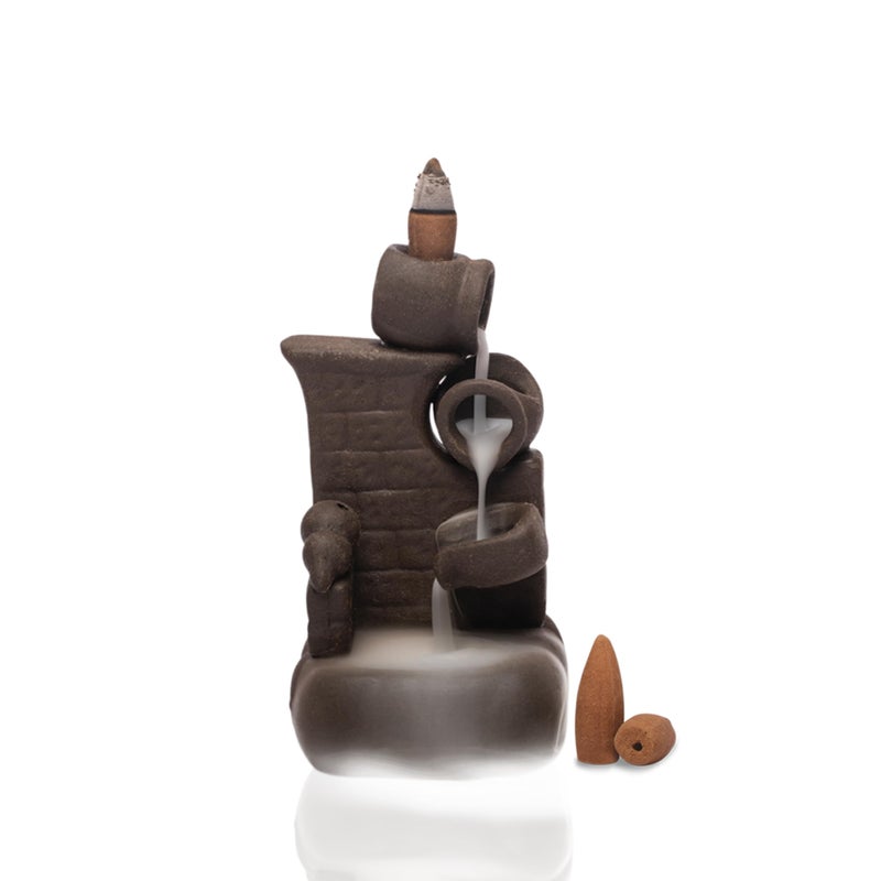 Hem Ceramic Back Flow Burner Set-Wall Fountain,Elegant Incense Holder for Meditation & Relaxation, Aromatic Experience with Backflow Design,Perfect for Home,and Yoga Spaces,Enhances Focus,Black - Image 4
