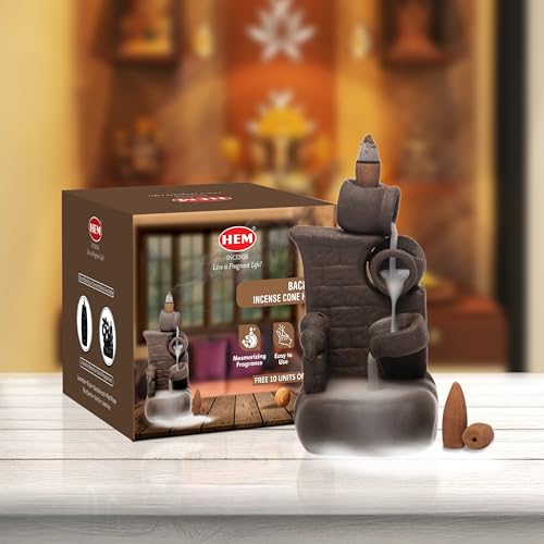 Hem Ceramic Back Flow Burner Set-Wall Fountain,Elegant Incense Holder for Meditation & Relaxation, Aromatic Experience with Backflow Design,Perfect for Home,and Yoga Spaces,Enhances Focus,Black - Image 2