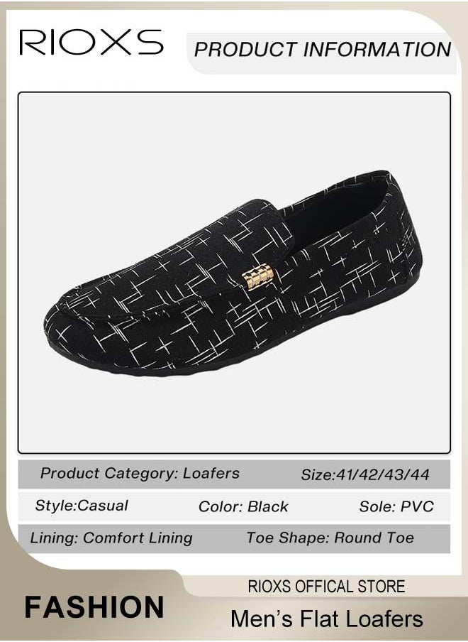 RIOXS - Flat Loafers For Men,Casual Loafers,Slip On Flat Shoes,Canvas Loafer Shoes,Mens Comfy Loafers For Office Outdoor,Breathable Boat Shoes,Lightweight Driving Shoes,Non-slip Walking Shoes - Image 1