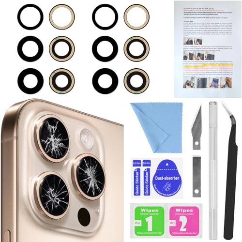 ASDAWN 2PCS ASDAWN Back Rear Camera Lens Glass Replacement for iPhone 16 Pro Max and 16 Pro Camera Glass Lens Replacement with Pre-Installed Adhesive + Repair Tool Kit + Installation Manual - Image 1