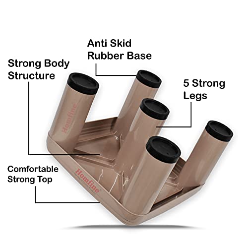 Homfine 5 Legs Strong Plastic Bath Stool Patla for Multiple Use in Bathroom, Home, Kitchen, Office (34x34x21cm, Square, 1Pc) (Light Brown) - Image 2