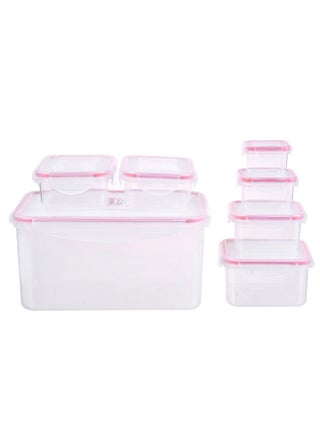 FEELINGS Plastic Food Storage Containers 14-Piece|Airtight Storage Containers|Clip-Lock Lids | Sizes 80ml, 170ml, 400ml, 700ml, 500ml (2pcs) & 5200ml | Pink