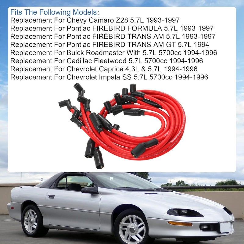 JDMSPEED New Performance Spark Plug Wire Set 10.5mm Replacement for Chevy GM LT1 LT4 5.7L 4.3L 1992-1997 - Image 2