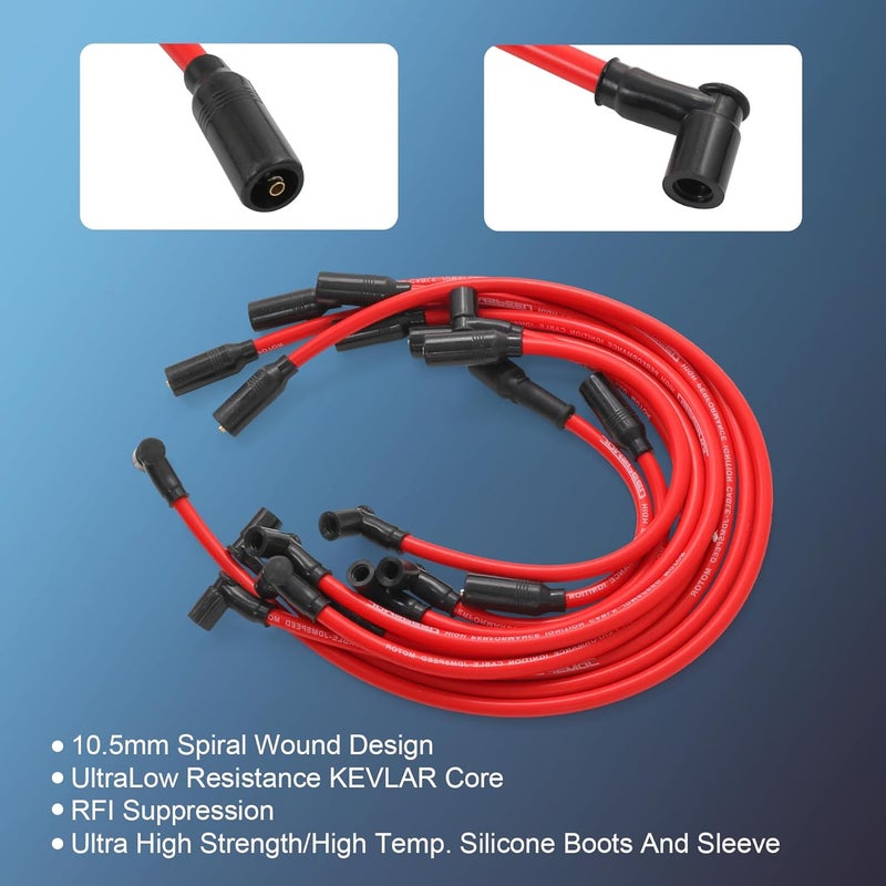 JDMSPEED New Performance Spark Plug Wire Set 10.5mm Replacement for Chevy GM LT1 LT4 5.7L 4.3L 1992-1997 - Image 4