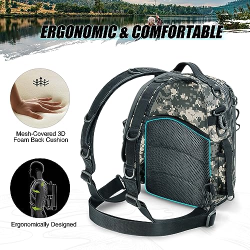 Piscifun Fishing Tackle Backpack with Rod & Gear Holder, Lightweight Outdoor Water-Resistant Fishing Shoulder Storage Bag - Image 3