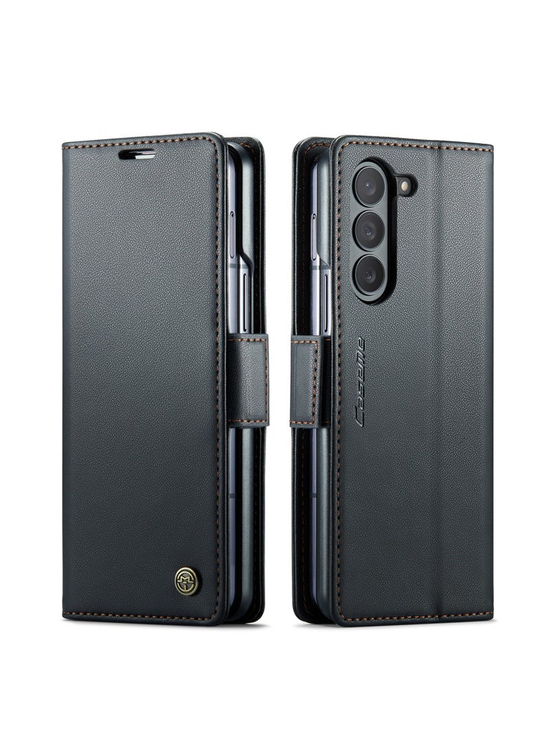 General Samsung Galaxy Z Fold 5/6 Case Faux Leather Wallet Case with RFID Blocking Card Stand Stand Function Shockproof Phone Case for Samsung Galaxy Z Fold 5/6  - Image 1