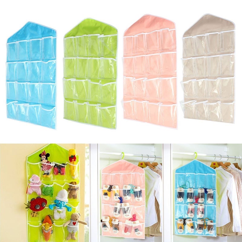 TOKEZO TOKEZO 16 Pockets Multifunction SocksToy UnderwearJewelry Storage Bag Hanging Organizer Bag for Bra Underwear Undergarments Ties Scarf Wall HangerStorage OrganiserMulticolour  - Image 4