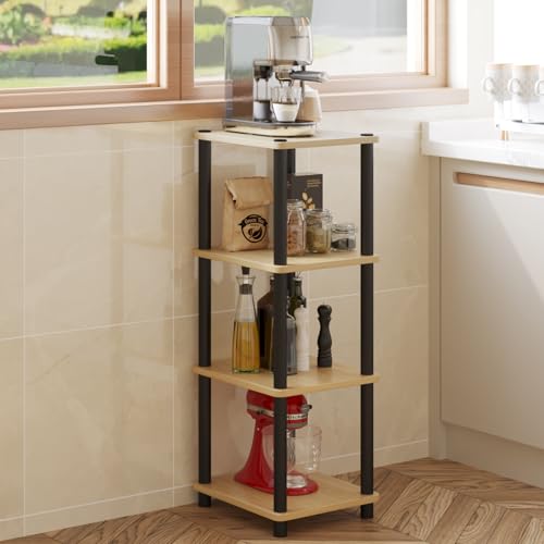 HOME CUBE 4 Tier Standing Shelf, Kitchen Storage Rack, Multipurpose Storage Rack, Bookshelf, Shoe Stand, Sofa Side Table, Kitchen Stand, Turn n Tube End Table (34x30x85cm) - Image 1
