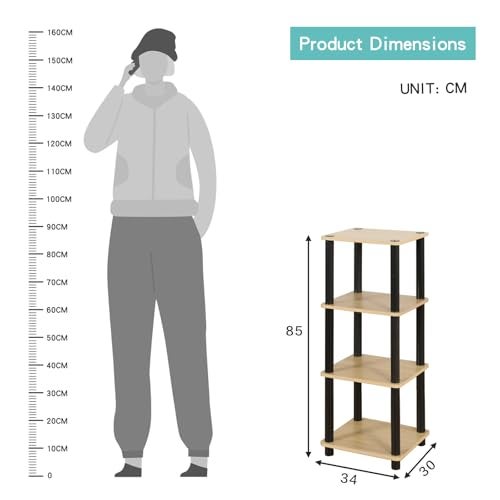 HOME CUBE 4 Tier Standing Shelf, Kitchen Storage Rack, Multipurpose Storage Rack, Bookshelf, Shoe Stand, Sofa Side Table, Kitchen Stand, Turn n Tube End Table (34x30x85cm) - Image 5