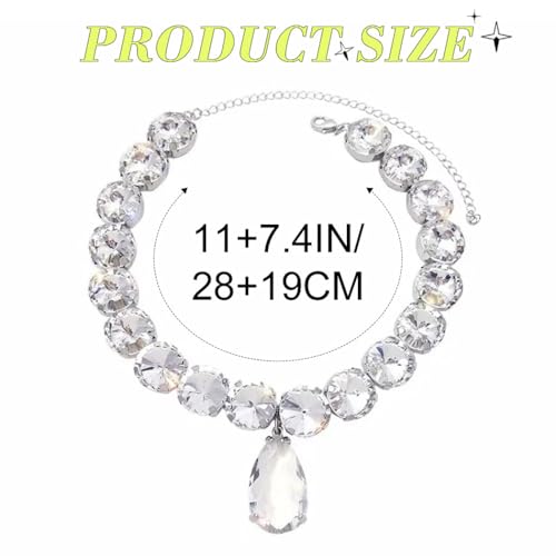 ACEDRE Rhinestone Choker Necklace Large Crystal Pendant Necklaces Silver Diamond Neck Chain Party Prom Pageants Fashion Chokers Jewelry for Women - Image 4