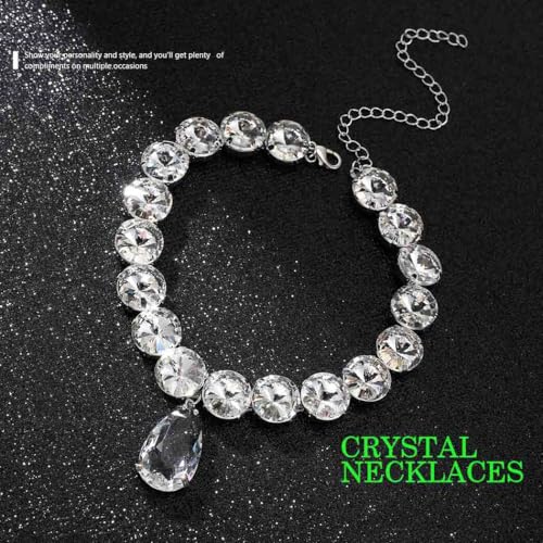 ACEDRE Rhinestone Choker Necklace Large Crystal Pendant Necklaces Silver Diamond Neck Chain Party Prom Pageants Fashion Chokers Jewelry for Women - Image 2