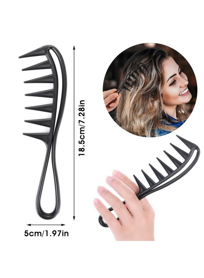 WLLHYF 2 Piece Wide Tooth Comb Curling Shark Combs Hair Styling Accessories Professional Salon Afro Coarse Comb Anti-Static Durable Hairdressing Tool for Men Women Styling Black - Image 2