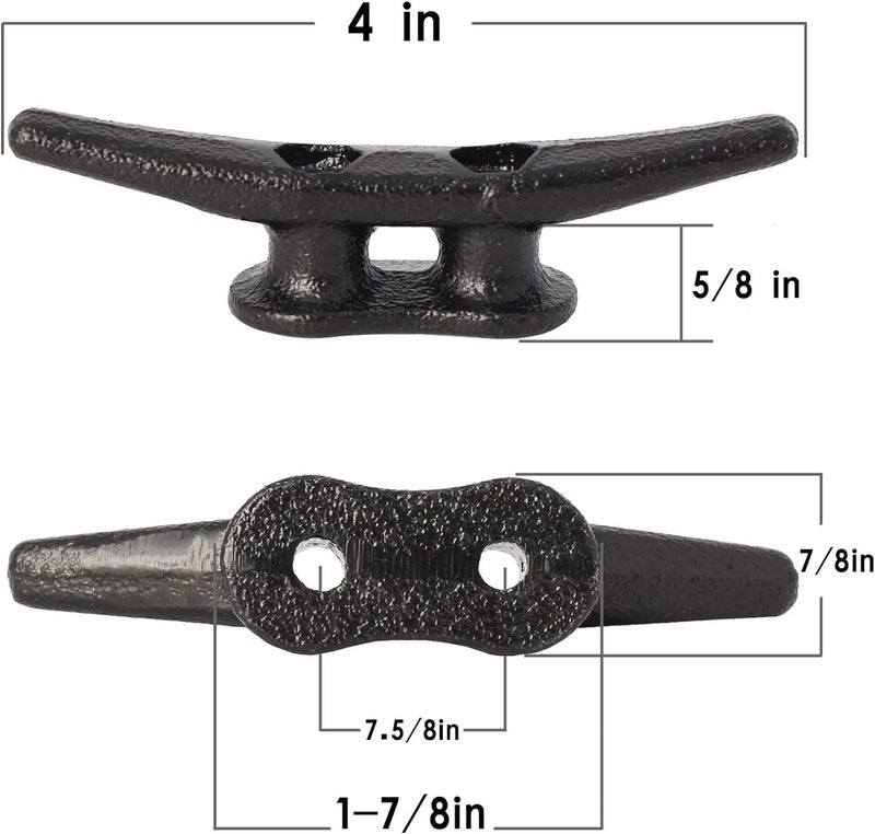 VEITHI 4 inch Dock Cleats 4/6/8/12/16/20/24 Pack,Boat Dock Cleats Rope Cleat Marine Cleats Iron Boat Cleats with Hardware ldeal for Deck,Nautical Decor,Cleats for Boat Dock,Boat Tie Down Cleats - Image 3