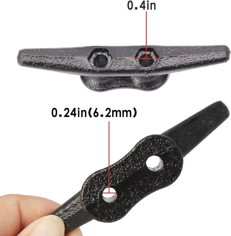 VEITHI 4 inch Dock Cleats 4/6/8/12/16/20/24 Pack,Boat Dock Cleats Rope Cleat Marine Cleats Iron Boat Cleats with Hardware ldeal for Deck,Nautical Decor,Cleats for Boat Dock,Boat Tie Down Cleats - Image 4