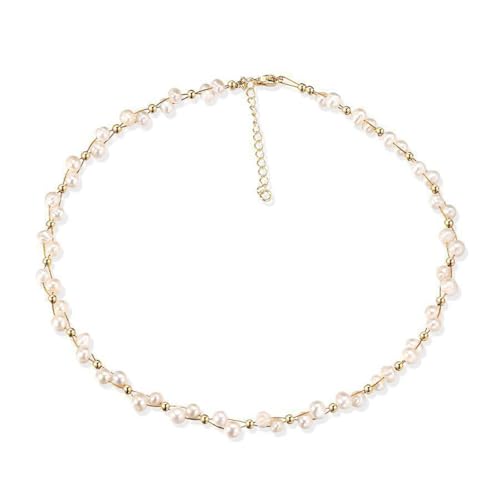K-Elewon Natural Freshwater Pearl Choker Necklace for Women Dainty 18K Gold Plated Baroque Pearl Necklaces Handmade Jewelry Gift CH01-01 - Image 1