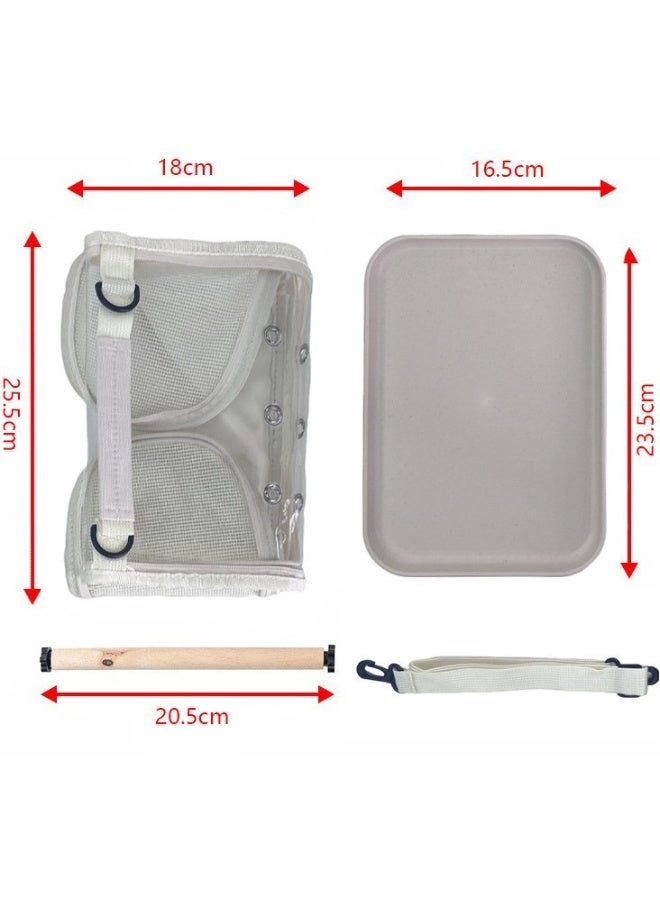 Small Bird Travel Cage Carrier, Portable Parrot Parakeet Carrier with Standing Perch and Tray, Transparent Cockatiel Carry Transport Bag for Vet Visit and Outdoor, White, NB108 - Image 5