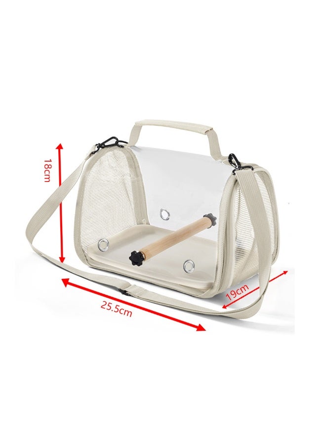 Small Bird Travel Cage Carrier, Portable Parrot Parakeet Carrier with Standing Perch and Tray, Transparent Cockatiel Carry Transport Bag for Vet Visit and Outdoor, White, NB108 - Image 4