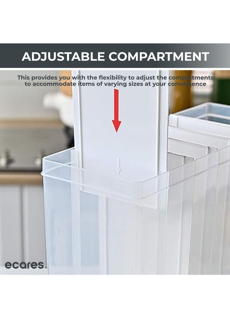 ECARES® Multiple Dispenser, Food Dispenser, Cereal Wall-Mounted Grains Food Dispenser, Large Capacity, Space Saving 6-Grid Container, Pressed Out, Transparent Container, Adjustable Compartments. - Image 5