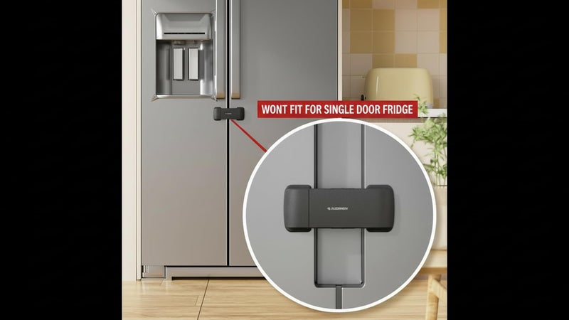 BASEEFY Child Safety Fridge Lock – No Drill Adhesive Lock for French Door & Side-by-Side Refrigerators, Baby Proof EN71-3 Safety Certified, Fits Up to 58mm Gap (Black, 1 Count) - Image 4