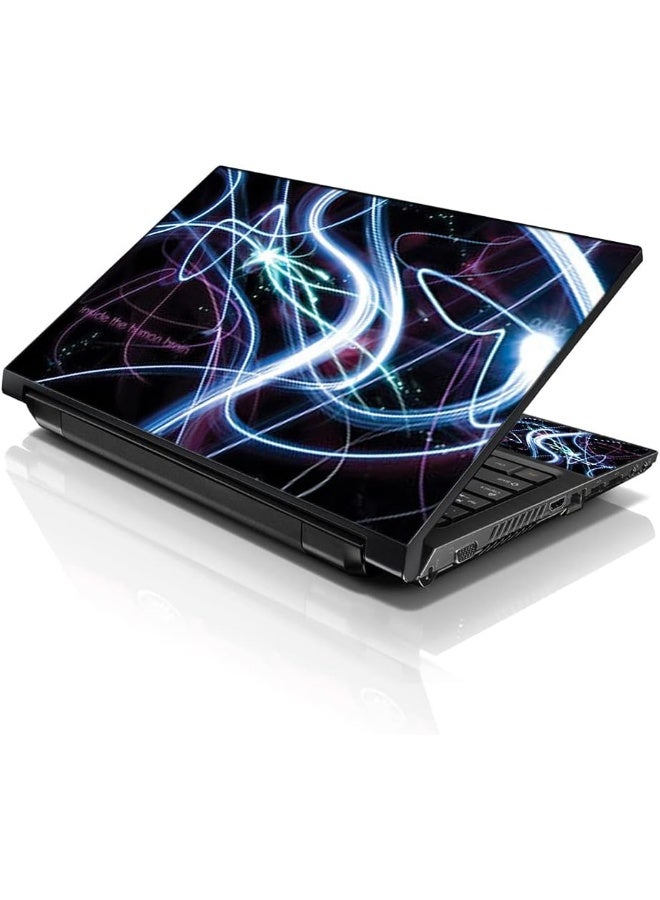 LSS 17 17.3 Inches Laptop Notebook Skin Sticker with 2 Wrist Pads - Reusable Cover Protector Vinyl Sticker Cover Decal Fits 17" - 19" HP Asus Acer Samsung - Brain Activity Pattern - Image 1
