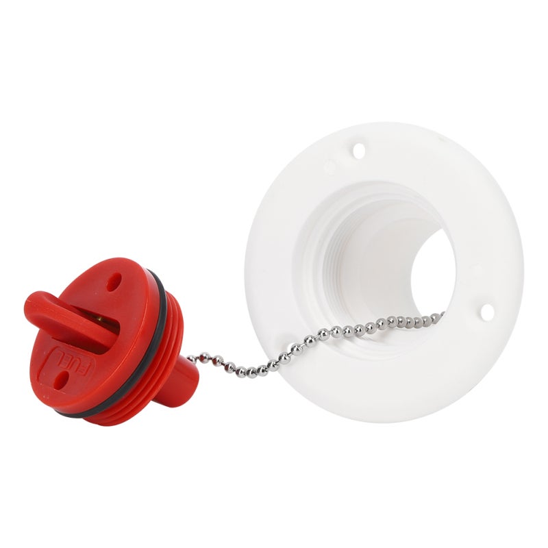 Deck Fill Port: White ABS Plastic - Anti-Rust Corrosion-Resistant Sturdy Durable Deck Fill Port With Frosted FUEL Logo Chain Connection for Boats Yachts Motor Homes - Image 4