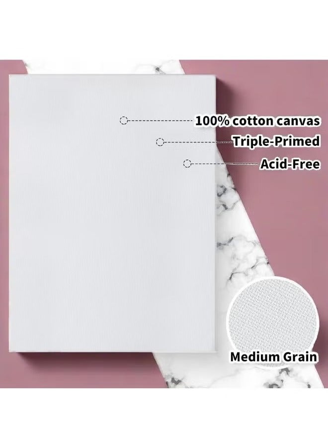 عبوة من 5 ألواح قماشية مسطحة فارغة مقاس 8*10 بوصة للرسم، لوازم الرسم الفني - قطن مُجهز بالجيسو للألوان الزيتية والمائية والتمبرا - Image 3
