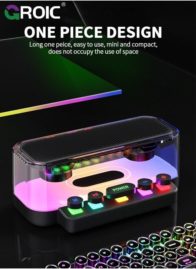 GROIC Bluetooth Speakers, Stereo Sound Wireless Speaker with RGB Light and Mechanical Buttons, IPX5 Waterproof Portable for Phones, Tablets, Laptops  - Image 2