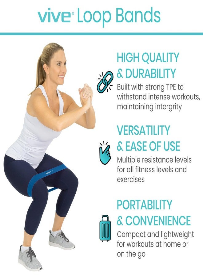 Vive Resistance Bands for Working Out (5 Pack) - Exercise & Workout Resistance Kit - Stretch, Elastic Loop Bands for Physical Therapy, Pilates, Yoga & Gym, for Men & Women (Loop) - Image 2