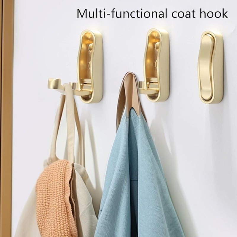 Gold Foldable Invisible Wall Hooks 2 Pack 55lb Load Bearing Concealed Home Storage - Image 5